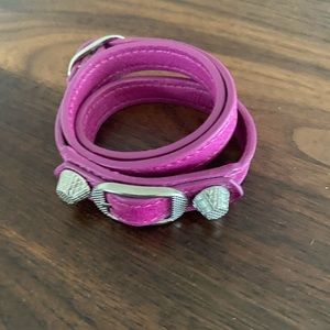 Fuschia Balenciaga Triple Tour leather bracelet